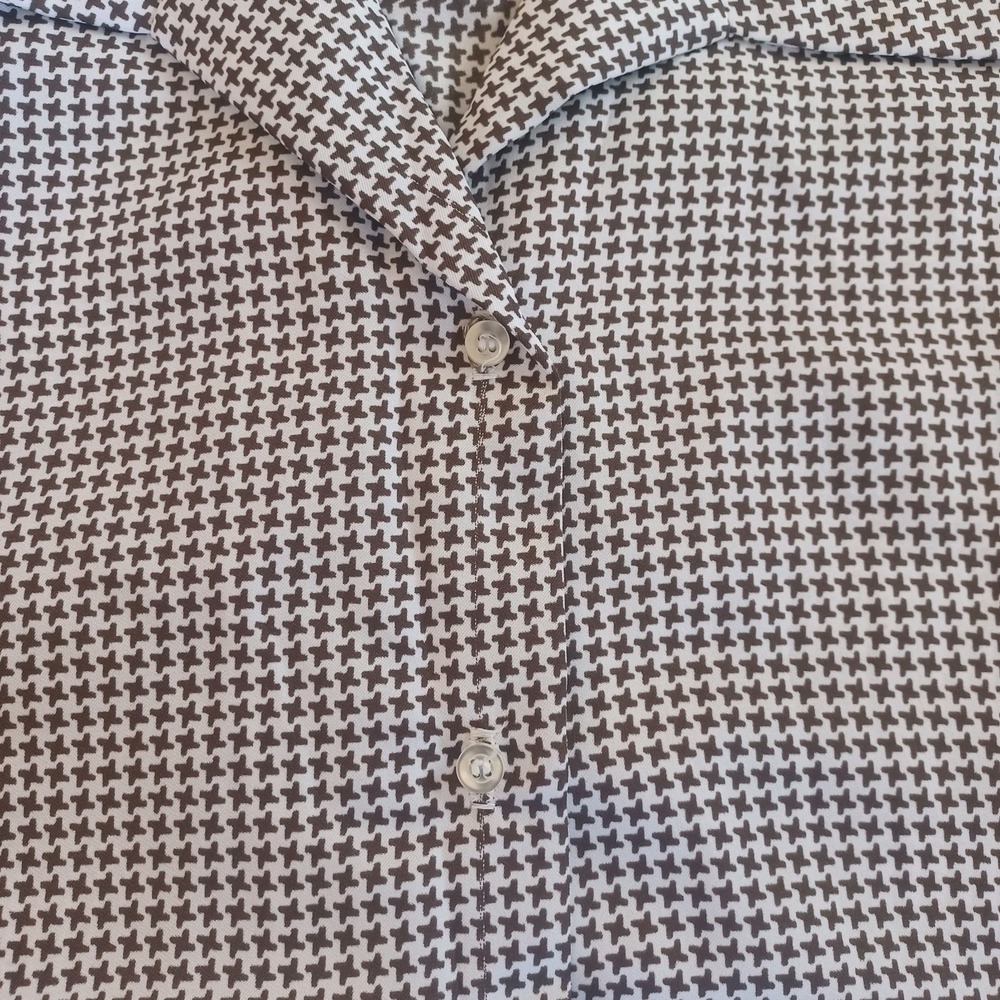 Lane Bryant Vintage‎ Houndstooth Polyester Dress Shirt Button Up Blouse Top - Picture 7 of 8